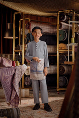 Bendahara Bespoke Fit Kids Baju Melayu Cekak Musang - Flint Stone