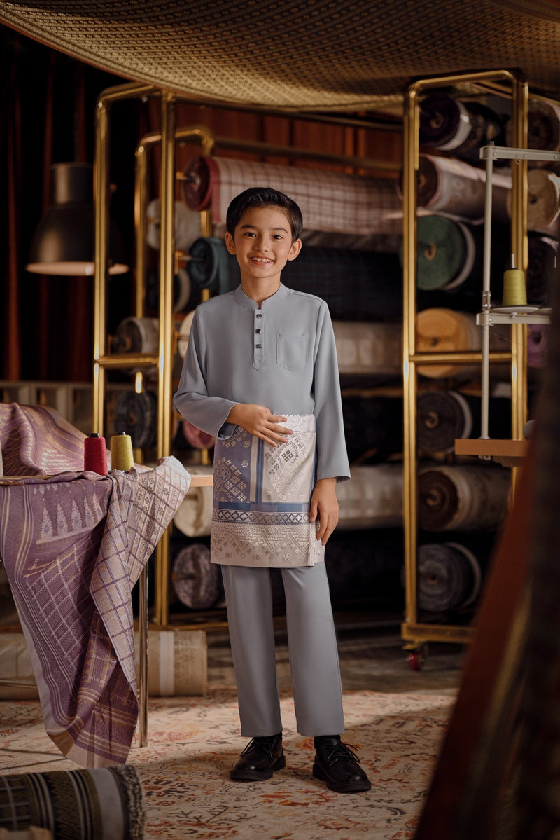Bendahara Bespoke Fit Kids Baju Melayu Cekak Musang - Flint Stone
