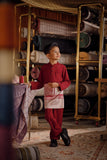 Bendahara Bespoke Fit Kids Baju Melayu Cekak Musang - Rumba Red