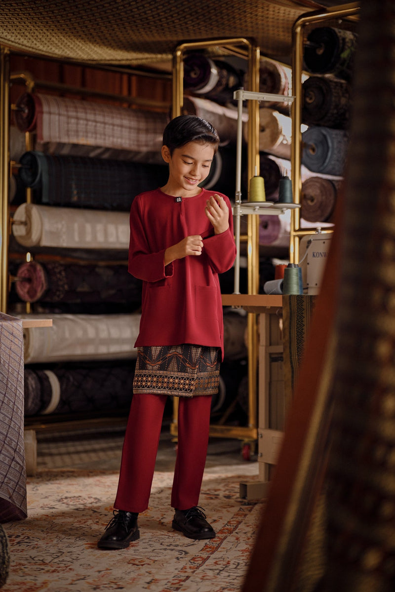 Bendahara Smart Fit Kids Baju Melayu Teluk Belanga - Rumba Red