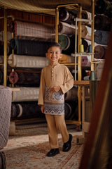 Bendahara Bespoke Fit Kids Baju Melayu Cekak Musang - Cuban Sand