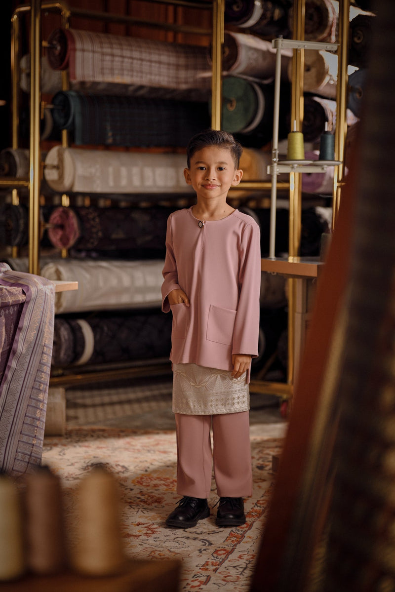 Bendahara Smart Fit Kids Baju Melayu Teluk Belanga - Ash Rose