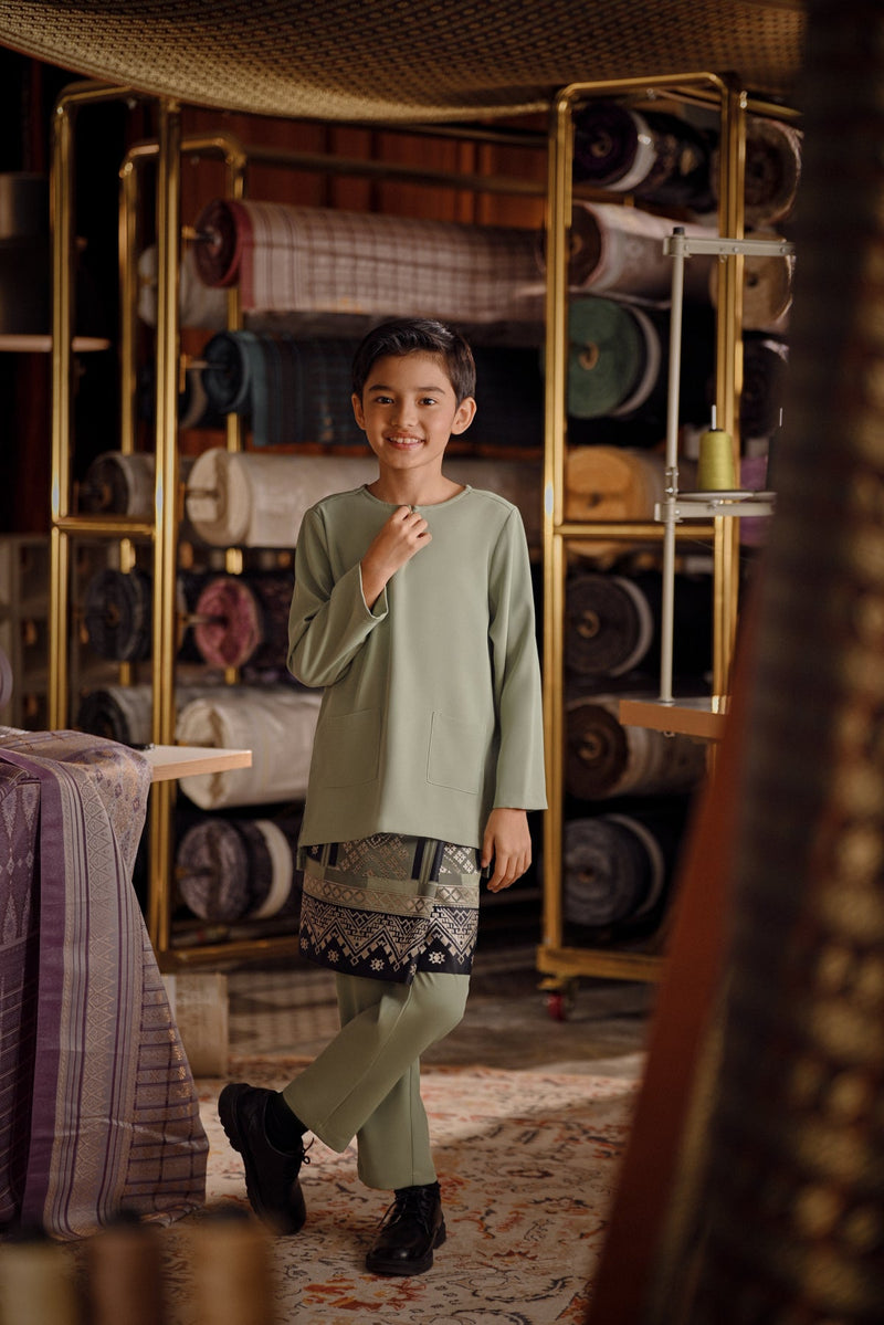 Bendahara Smart Fit Kids Baju Melayu Teluk Belanga - Green Bay