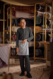 Bendahara Bespoke Fit Kids Baju Melayu Cekak Musang - Gunmetal