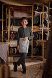 Bendahara Bespoke Fit Kids Baju Melayu Cekak Musang - Gunmetal