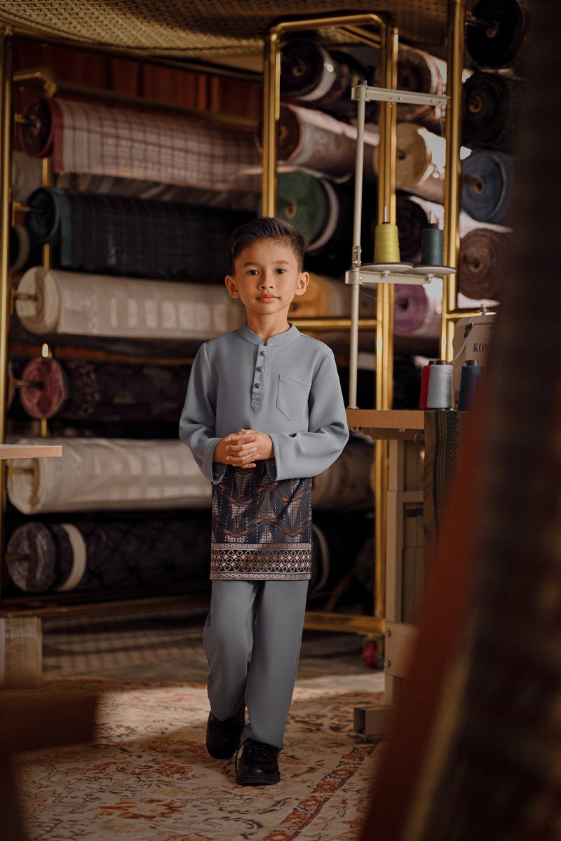 Bendahara Bespoke Fit Kids Baju Melayu Cekak Musang - Ashley Blue