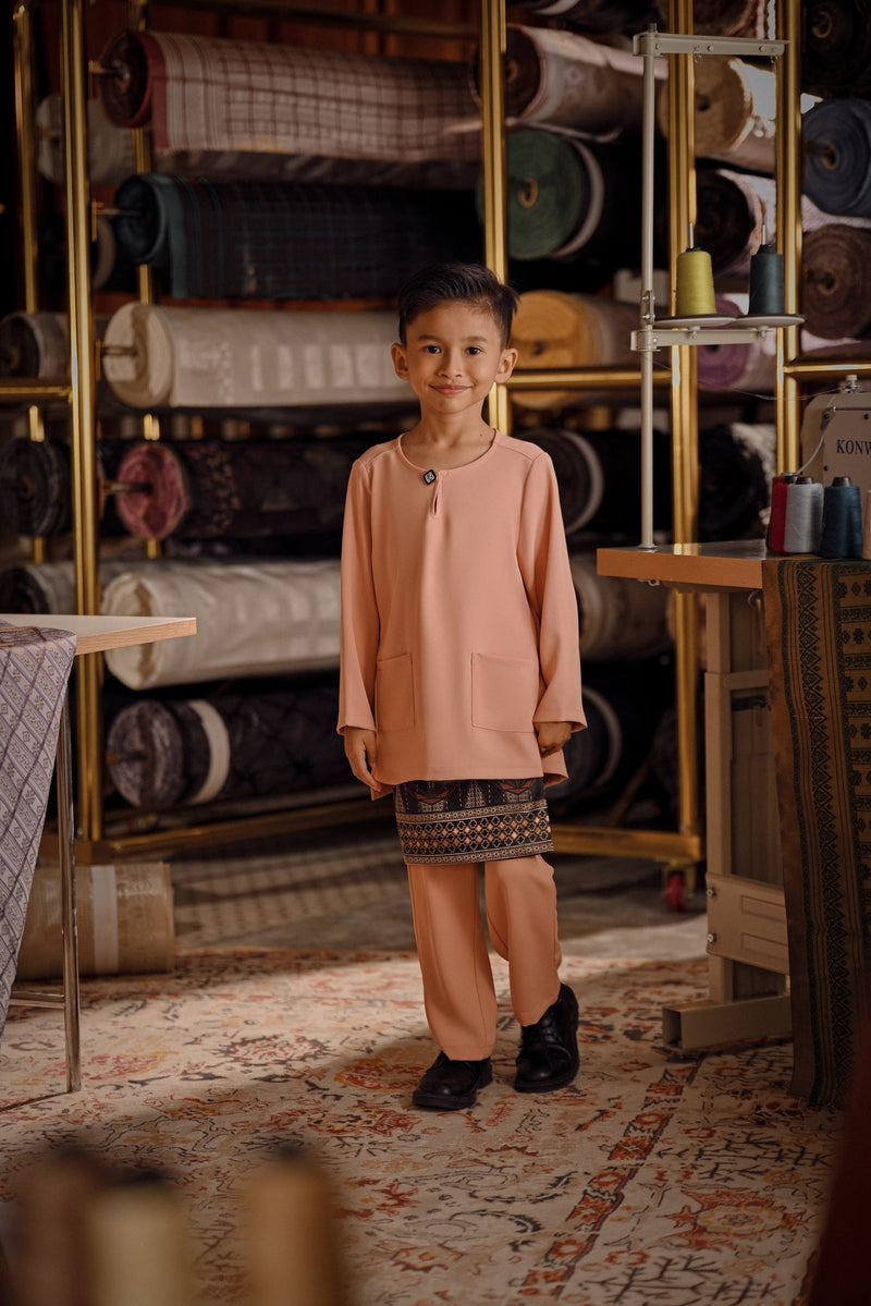 Bendahara Smart Fit Kids Baju Melayu Teluk Belanga - Coral Buff