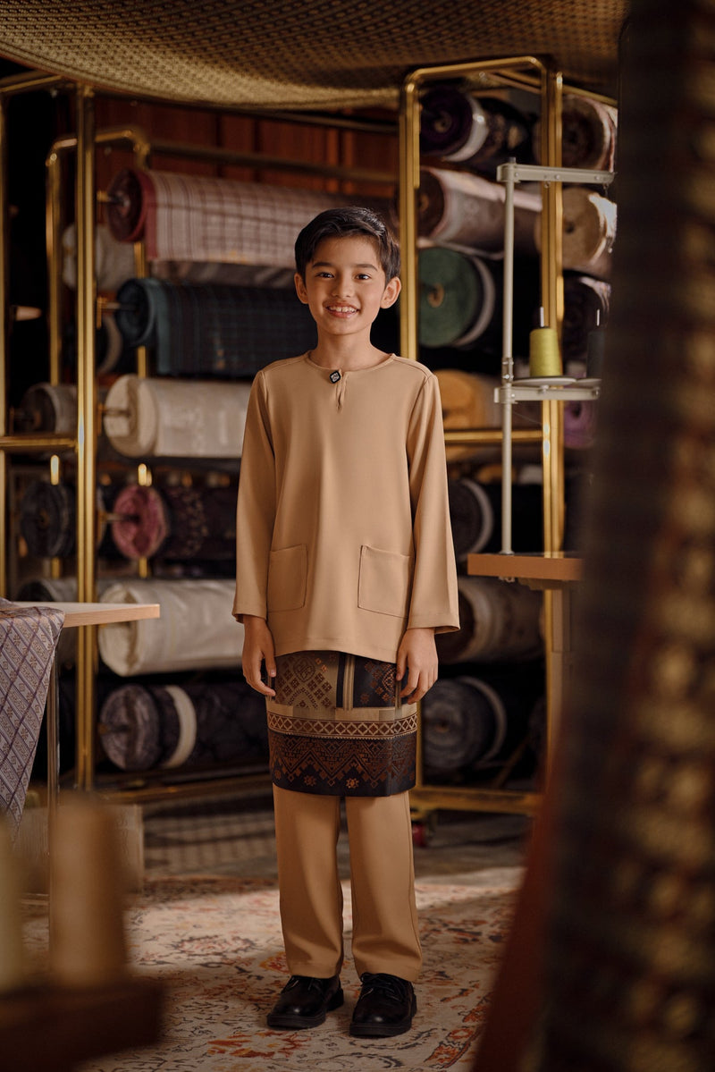 Bendahara Smart Fit Kids Baju Melayu Teluk Belanga - Latte