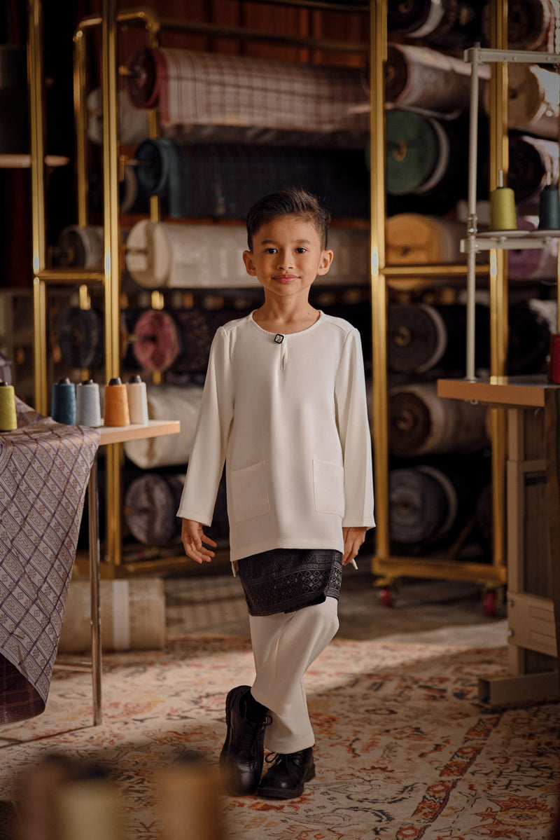 Bendahara Smart Fit Kids Baju Melayu Teluk Belanga - Off White