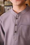 Arjuna Bespoke Fit Kids Baju Melayu Cekak Musang - Snow grey