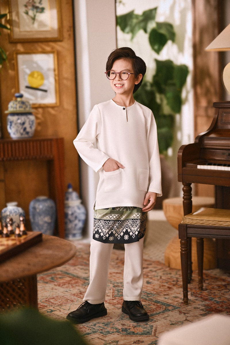 Arjuna Smart Fit Kids Baju Melayu Teluk Belanga - Off White
