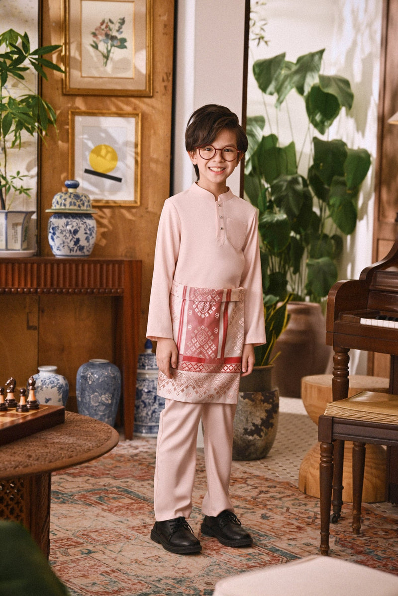Arjuna Bespoke Fit Kids Baju Melayu Cekak Musang - Rosewater