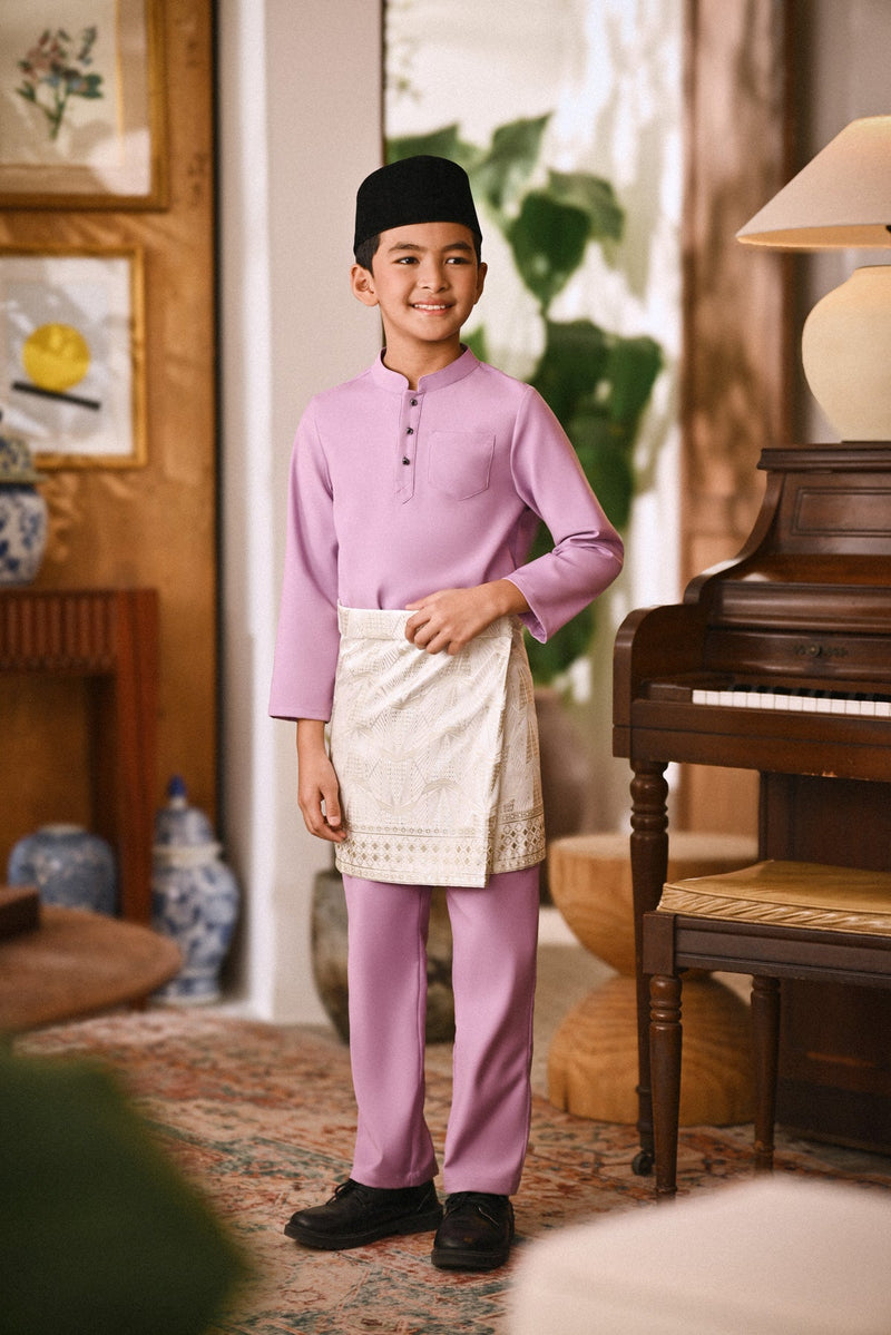 Arjuna Bespoke Fit Kids Baju Melayu Cekak Musang - Lilac