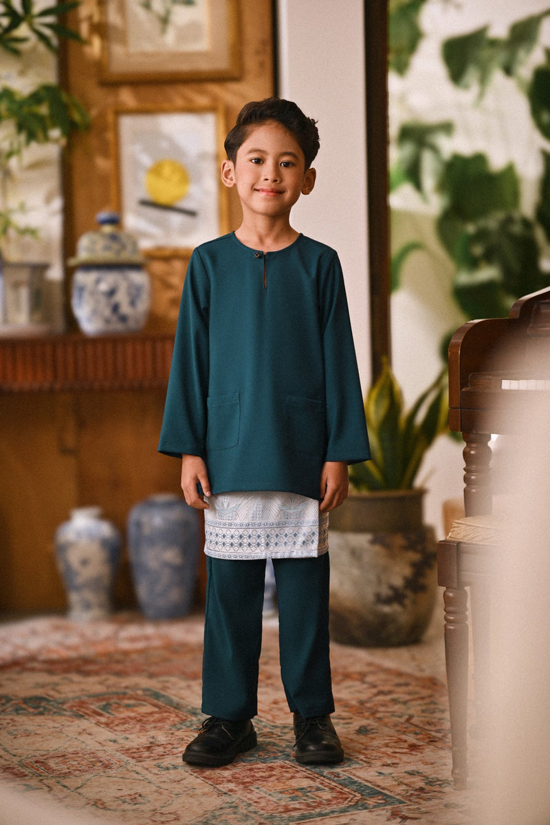 Arjuna Smart Fit Kids Baju Melayu Teluk Belanga - Midnight Teal