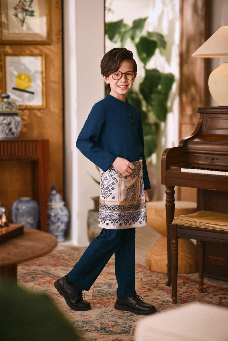 Arjuna Bespoke Fit Kids Baju Melayu Cekak Musang - Teal Blue