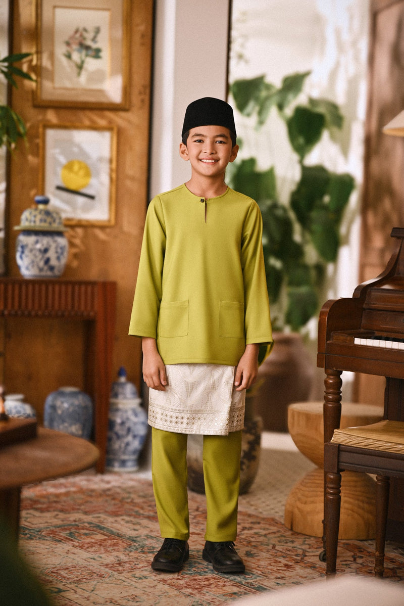 Arjuna Smart Fit Kids Baju Melayu Teluk Belanga - Moss Green
