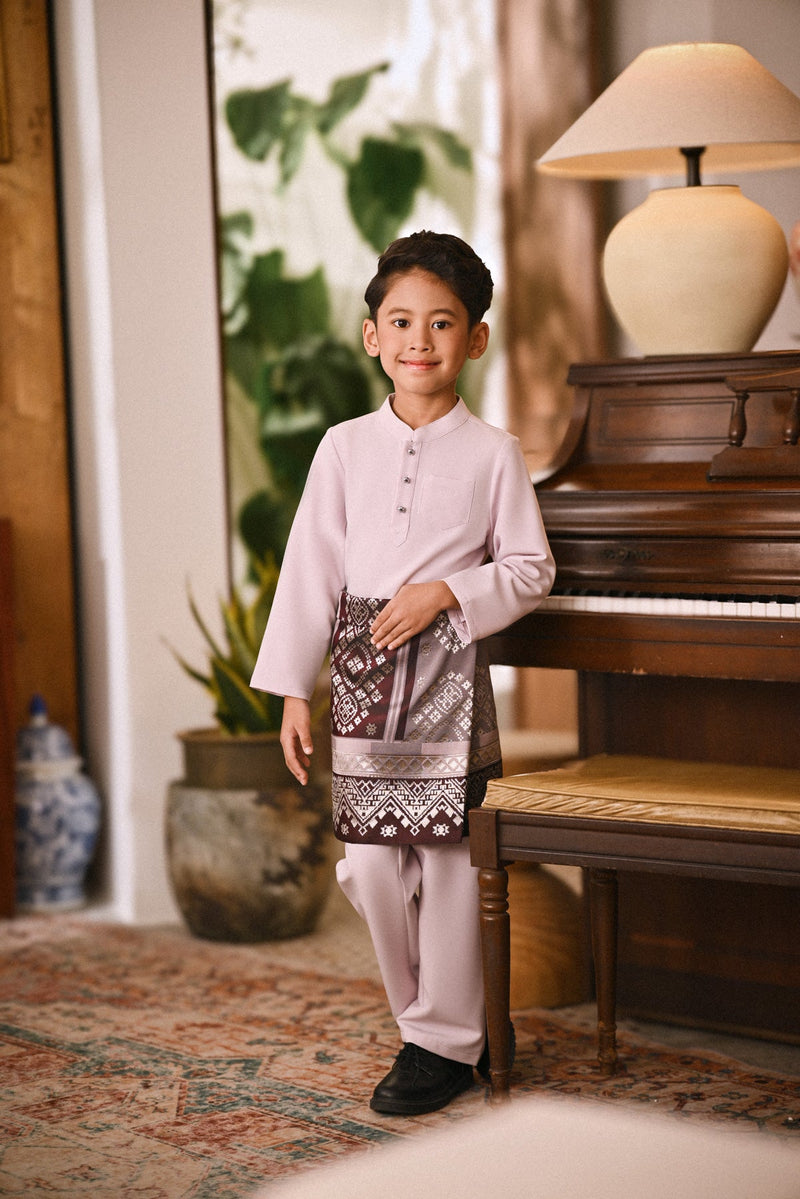 Arjuna Bespoke Fit Kids Baju Melayu Cekak Musang - Light lavender