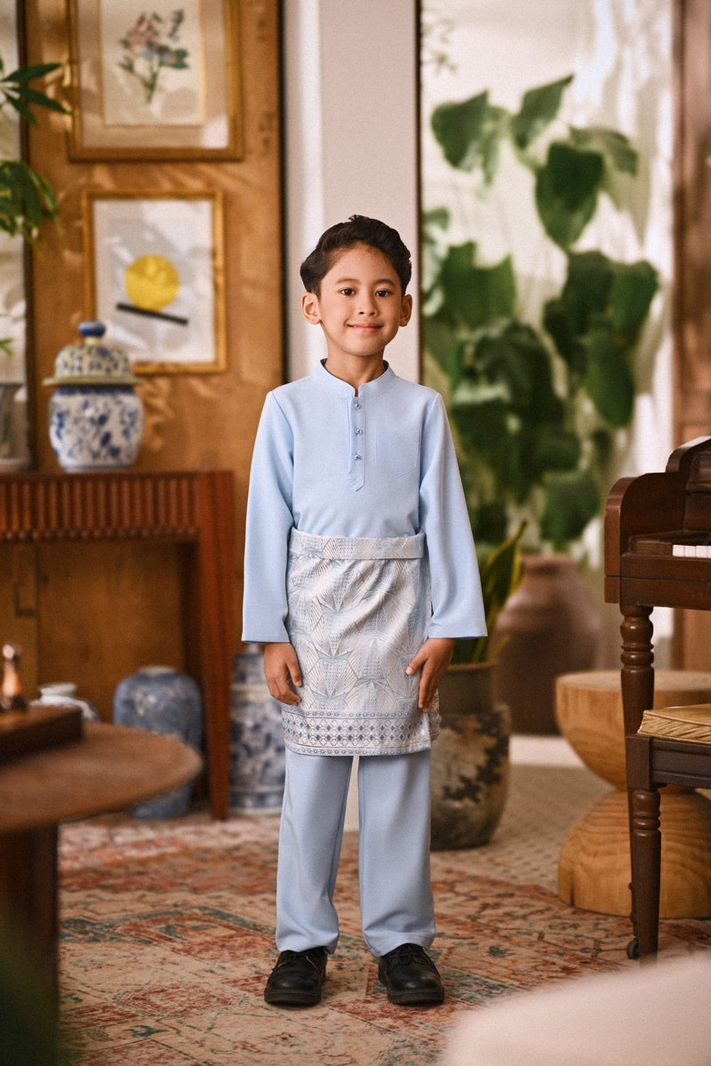 Arjuna Bespoke Fit Kids Baju Melayu Cekak Musang - Powder Blue