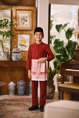 Arjuna Bespoke Fit Kids Baju Melayu Cekak Musang - Maroon