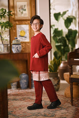 Arjuna Smart Fit Kids Baju Melayu Teluk Belanga - Maroon
