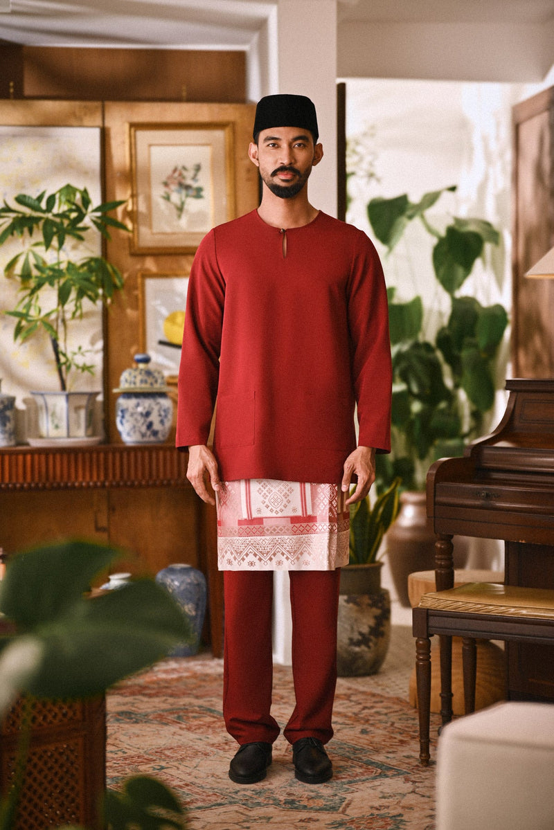 Arjuna Smart Fit Baju Melayu Teluk Belanga - Maroon