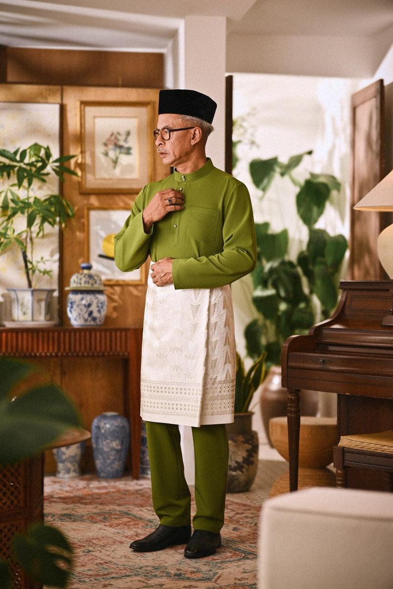 Arjuna Bespoke Fit Baju Melayu Cekak Musang - Olive Green