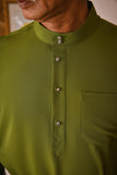 Arjuna Bespoke Fit Baju Melayu Cekak Musang - Olive Green