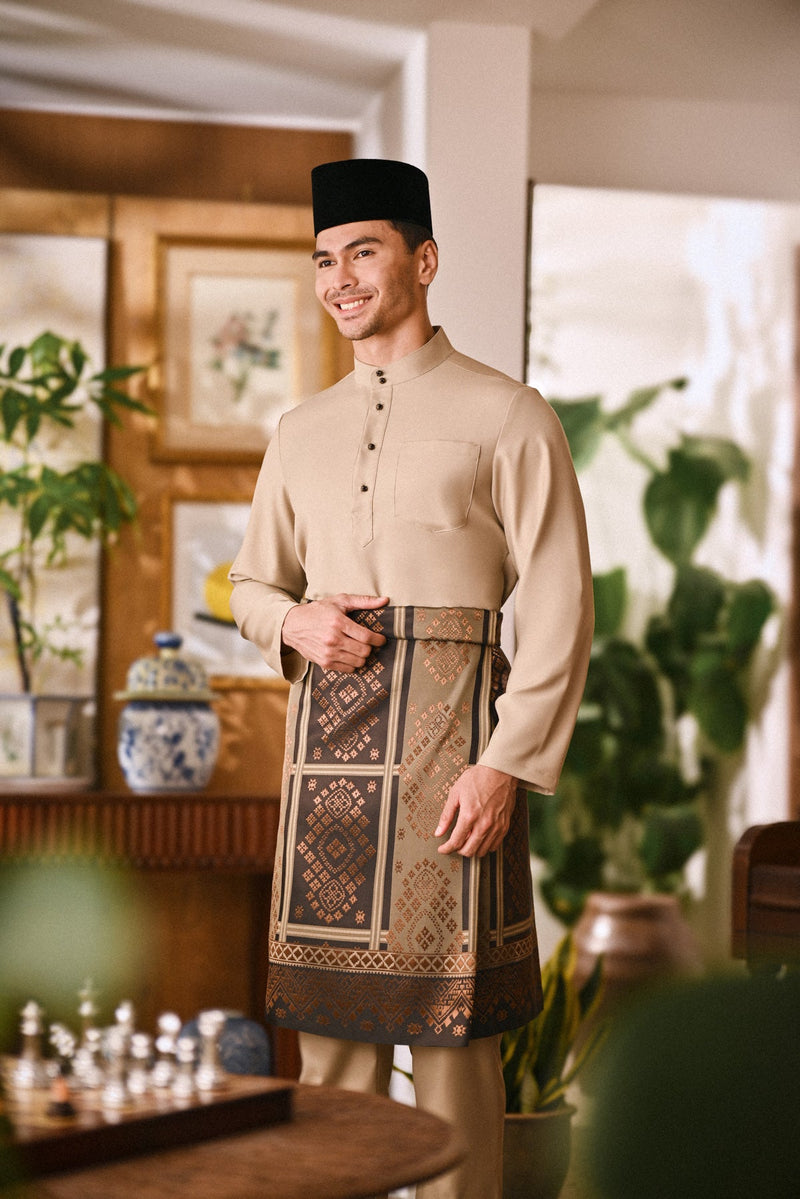Arjuna Bespoke Fit Baju Melayu Cekak Musang - British Khaki