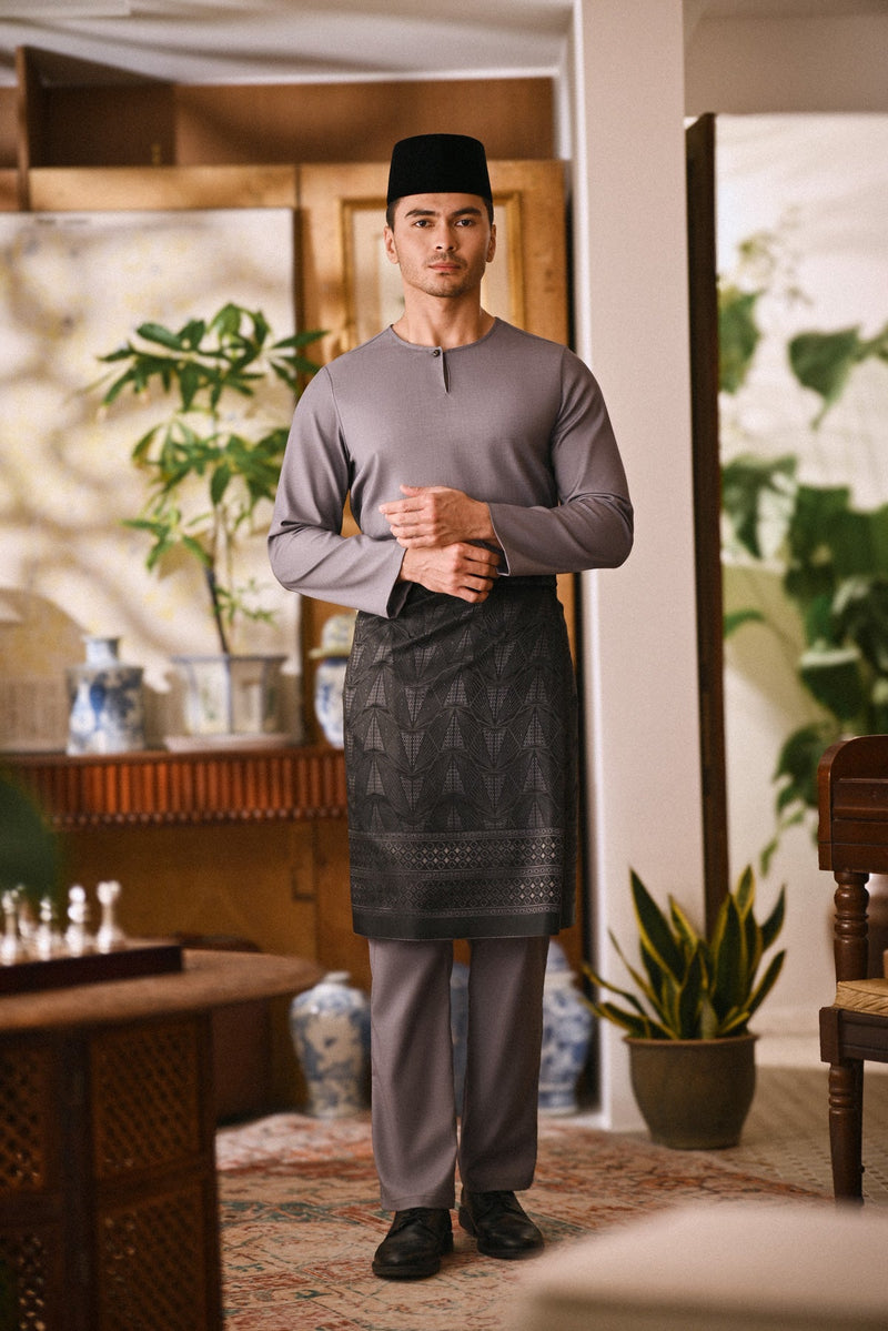 Arjuna Smart Fit Baju Melayu Teluk Belanga - Snow grey