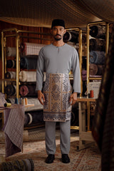 Bendahara Smart Fit Baju Melayu Teluk Belanga - Light Blue Grey