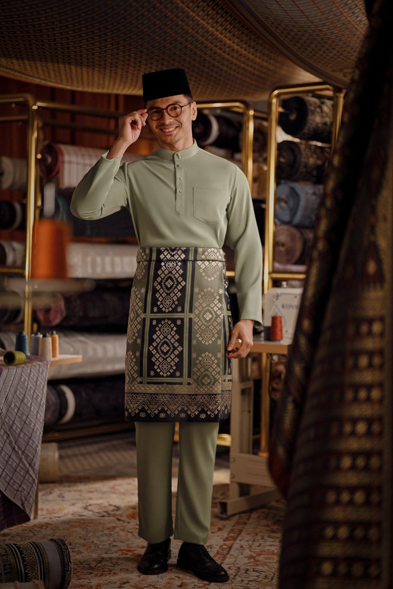 Bendahara Bespoke Fit Baju Melayu Cekak Musang - Green Bay