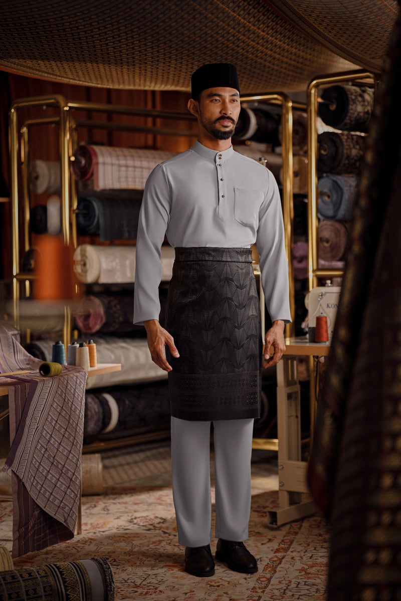 Bendahara Bespoke Fit Baju Melayu Cekak Musang - Light Blue Grey