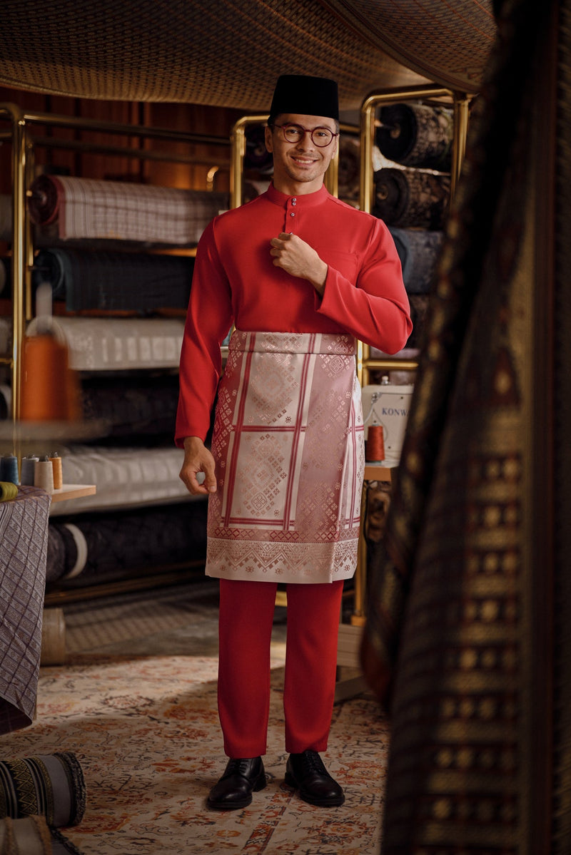 Bendahara Bespoke Fit Baju Melayu Cekak Musang - Red Chilli