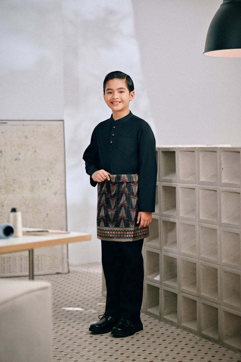 Baju Melayu Kids Cekak Musang Bespoke Fit - Black