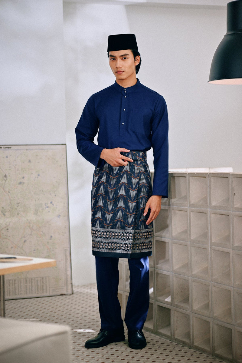 Baju Melayu Cekak Musang Bespoke Fit - Navy Blue