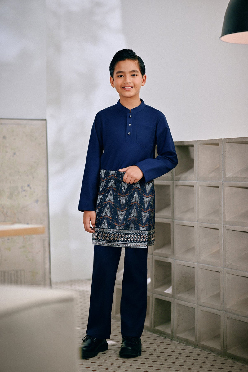 Baju Melayu Kids Cekak Musang Bespoke Fit - Navy Blue