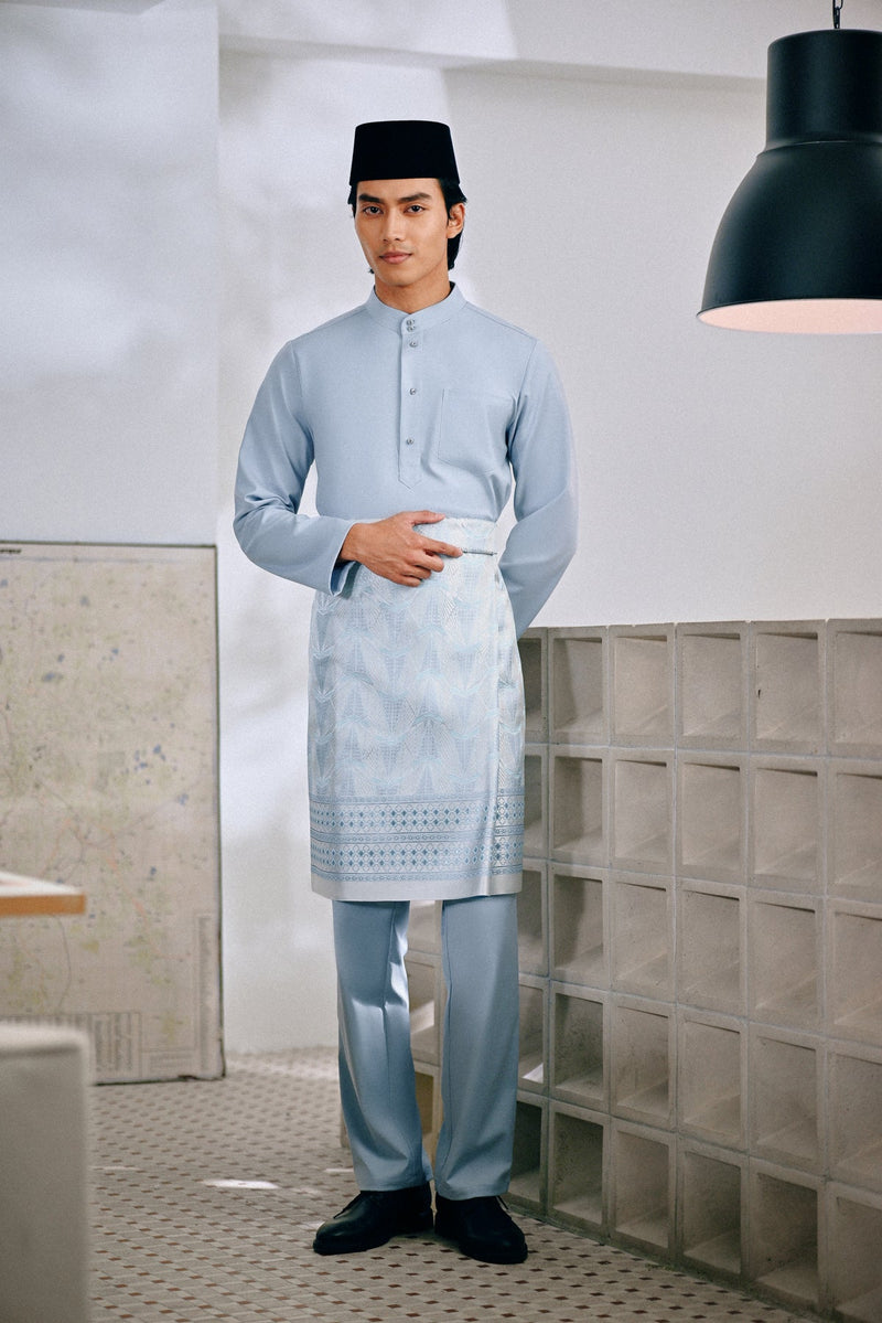 Baju Melayu Cekak Musang Bespoke Fit - Baby Ashley Blue