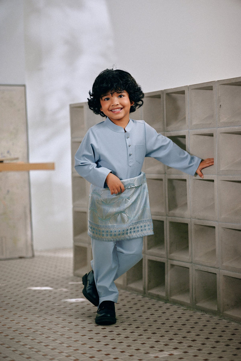 Baju Melayu Kids Cekak Musang Bespoke Fit - Baby Ashley Blue
