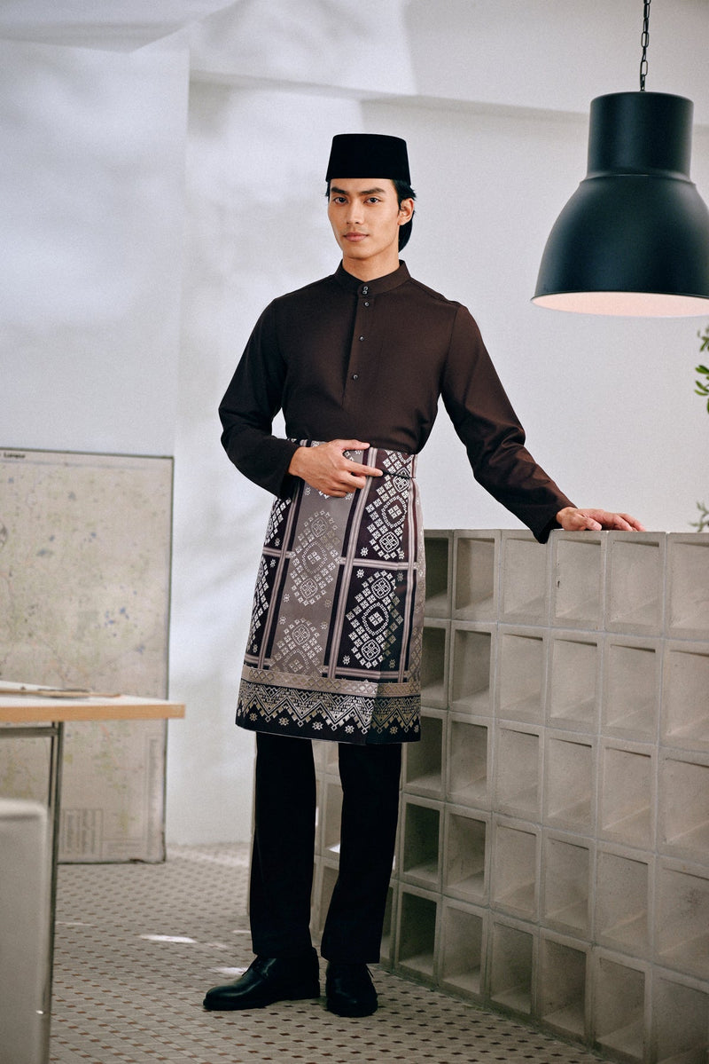 Baju Melayu Cekak Musang Bespoke Fit - Coffee Brown