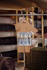 Bendahara Bespoke Fit Babies Baju Melayu Cekak Musang - Latte