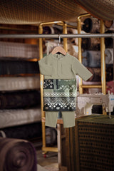 Bendahara Bespoke Fit Babies Baju Melayu Cekak Musang - Green Bay