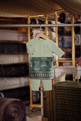 Bendahara Bespoke Fit Babies Baju Melayu Cekak Musang - Granite Green