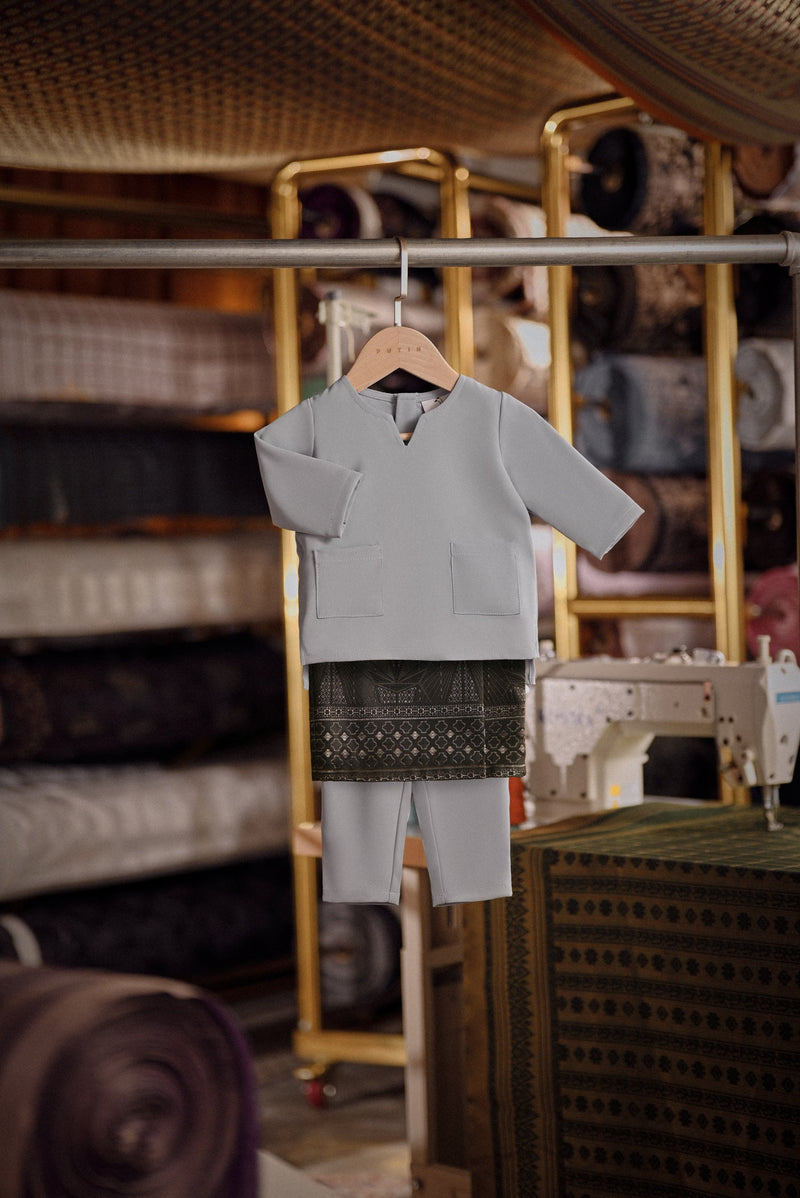 Bendahara Smart Fit Babies Baju Melayu Teluk Belanga - Light Blue Grey