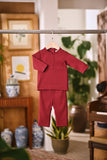 Arjuna Bespoke Fit Babies Baju Melayu Cekak Musang - Ruby Maroon