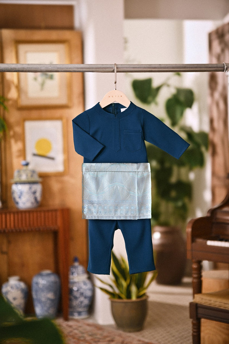 Arjuna Bespoke Fit Babies Baju Melayu Cekak Musang - Teal Blue