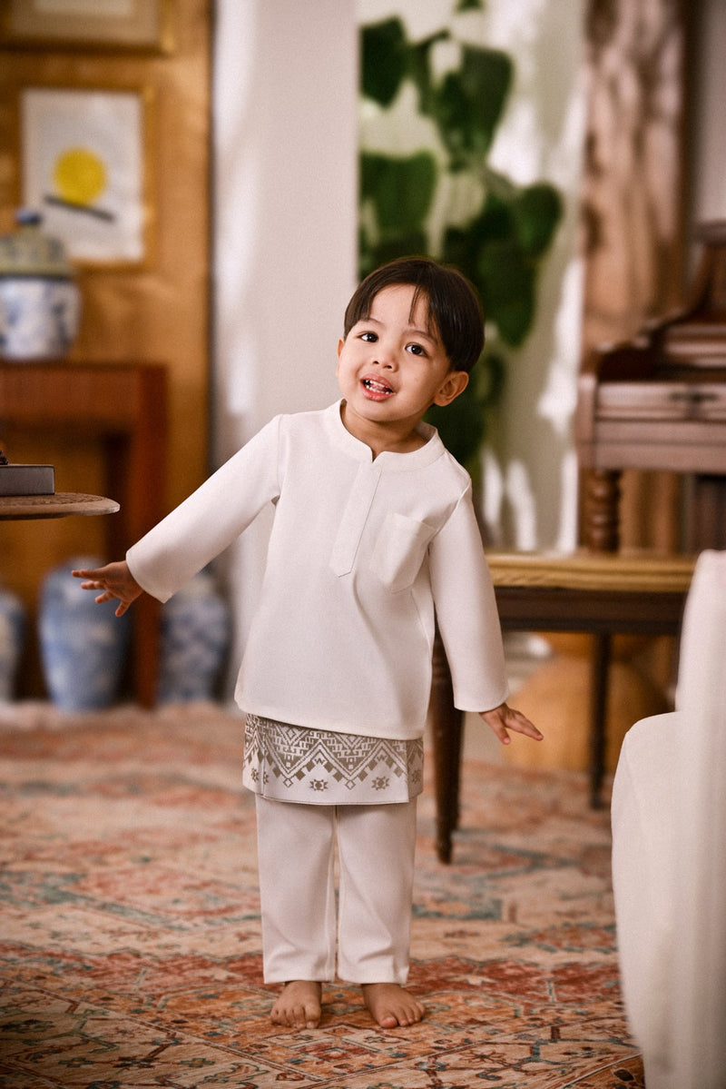 Baju Melayu Babies Cekak Musang Bespoke Fit - Off-White
