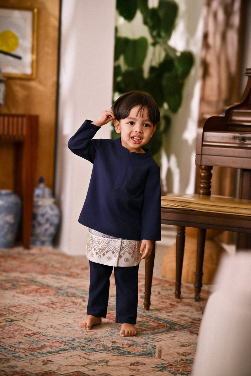 Baju Melayu Babies Cekak Musang Bespoke Fit - Navy Blue