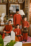 Pahlawan Bespoke Fit Babies Baju Melayu Cekak Musang - Mandarin Red