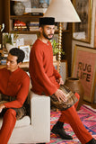 Pahlawan Smart Fit Baju Melayu Teluk Belanga - Mandarin Red