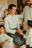 Pahlawan Bespoke Fit Kids Baju Melayu Cekak Musang - Fog Green